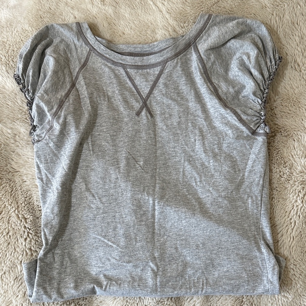 Elle Gray Ruched Sleeve Women's Top